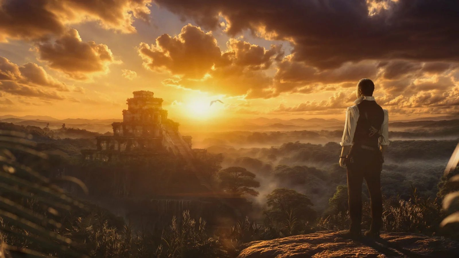 DJ BoBo in the golden temple environment from The Great Adventure trailer